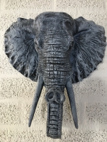 Beautiful black-grey elephant head wall ornament, beautiful!!!